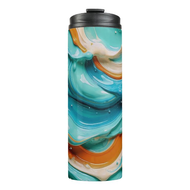 Termo Abstract Swirling Teal and Orange Glossy Fluid  (Anverso)
