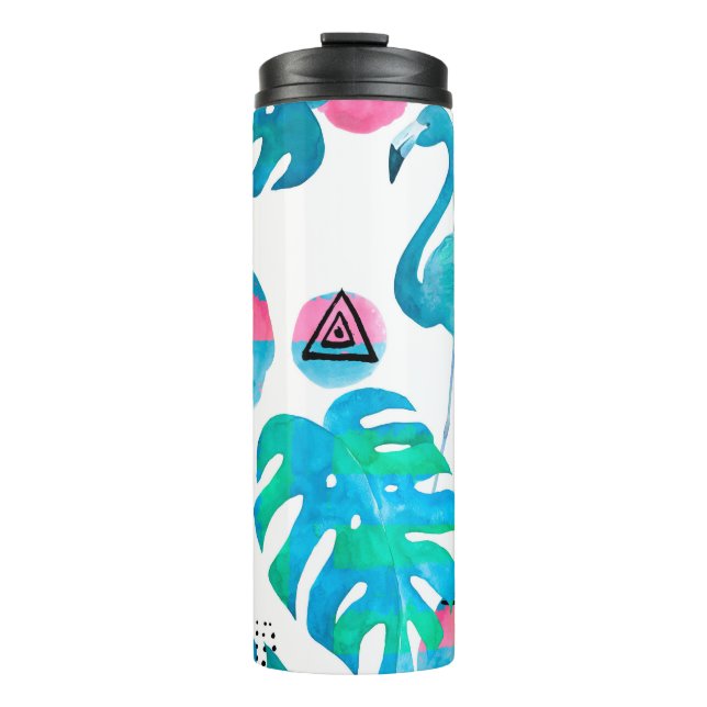 Termo Abstract with watercolor flamingo and random eleme (Anverso)