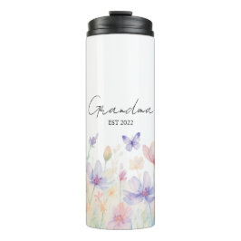 Termo Abuela Personalizada Año de Est. - Flor y Mariposa