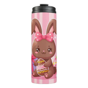 Termo Abundancia de Pascua de chocolate con rayas rosas