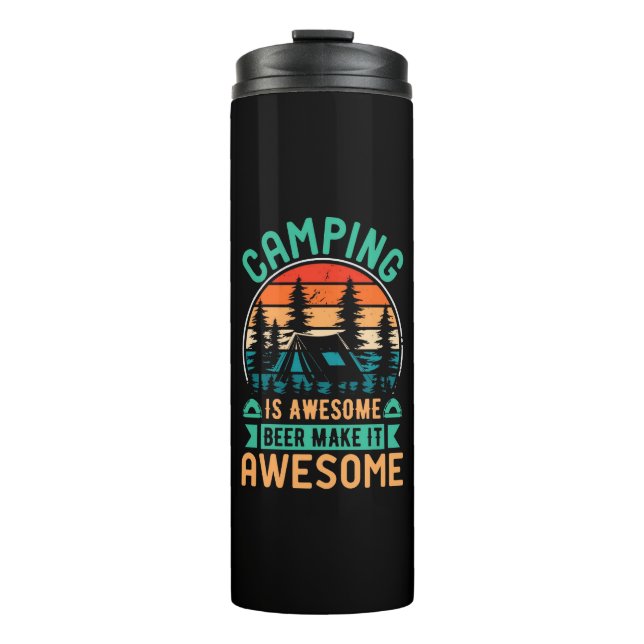 Termo Acampar es increíble, la cerveza lo hace increíble (Anverso)