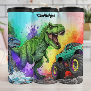 Termo Acción de Camión Monstruo Dinosaurios Arcoíris