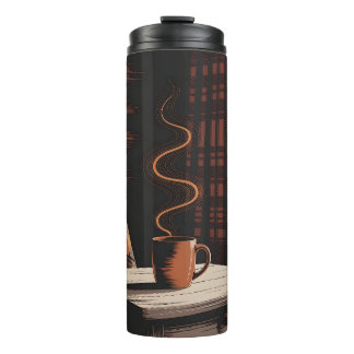 Termo Acogedor café de cabina con decoración rústica de