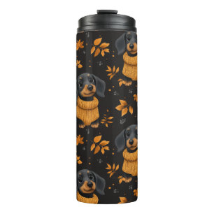 Termo Acogedor patrón de otoño de Dachshund - Diseño de 