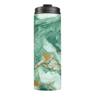 Termo Acrílico verde dorado: arte de textura de mármol.