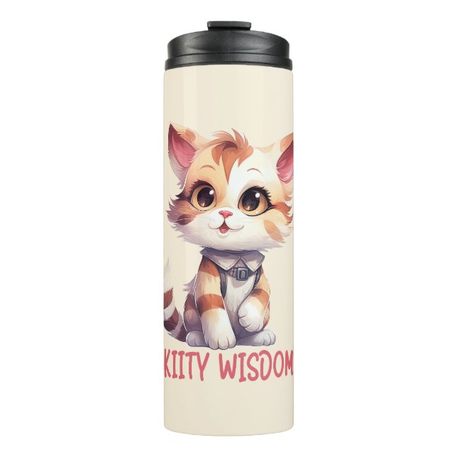 Termo Actitud de gato despreocupada - Diseño felino lúdi (Anverso)