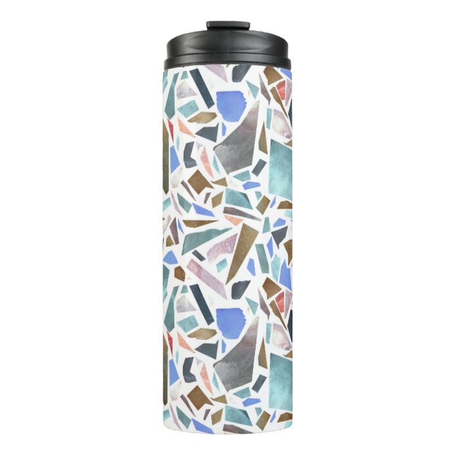 Termo acuarela abstracta: fondo blanco dibujado a mano. (Anverso)