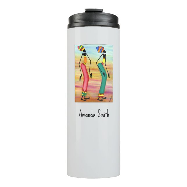 Termo Acuarela, arte africano, paseo Inspirador (Anverso)