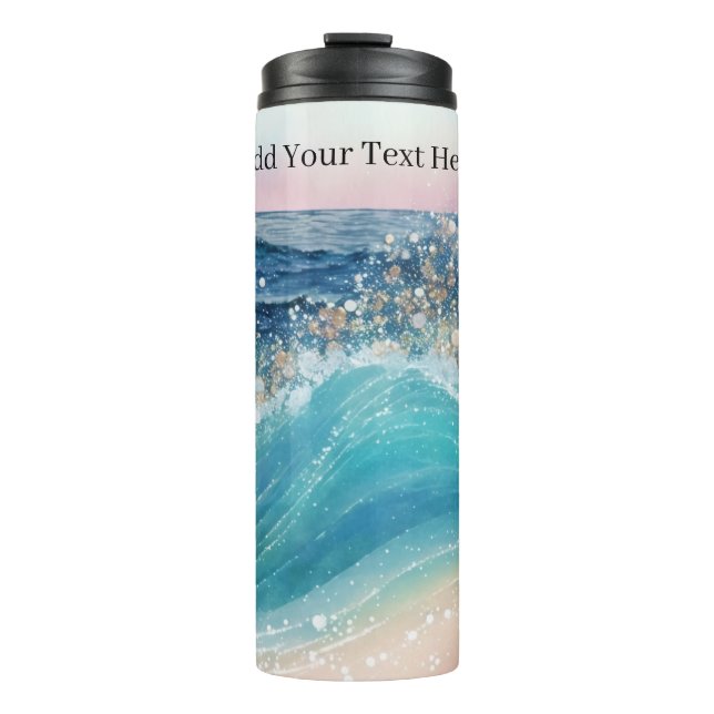 Termo Acuarela Blue White Ocean Wave Personalizado Foto  (Anverso)