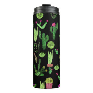Termo Acuarela Cactuses Planta Fondo Sin Marea