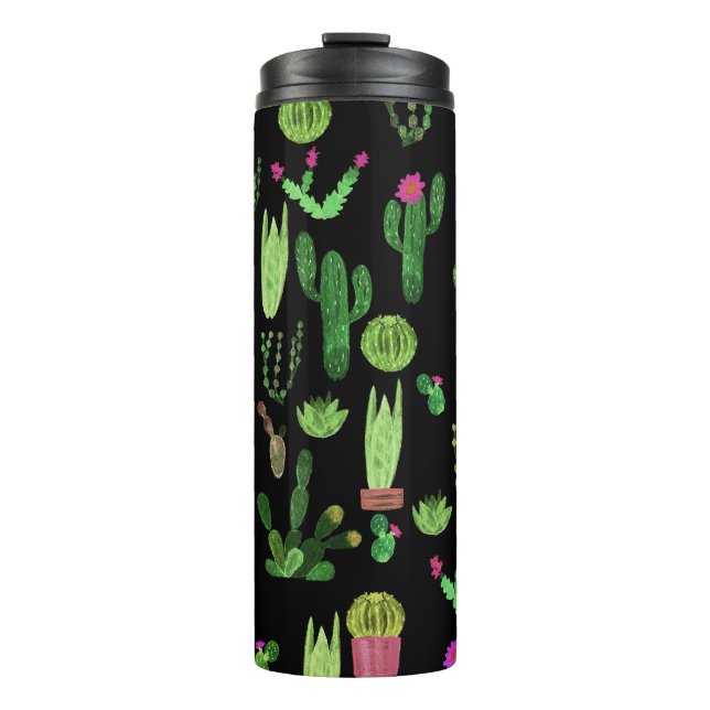 Termo Acuarela Cactuses Planta Fondo Sin Marea (Anverso)