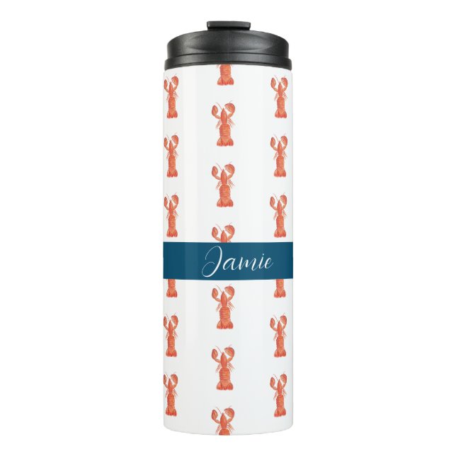 Termo Acuarela crustácea de langosta Monogramada (Anverso)