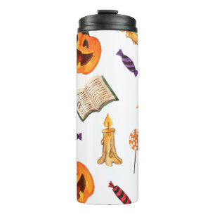 Termo Acuarela de Halloween: Patrón estacional