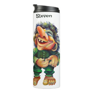 Termo Acuarela de Ilustracion de Troll divertida en Esca