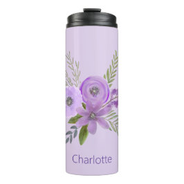 Termo Acuarela De Lavanda Violeta Floral Personalizada