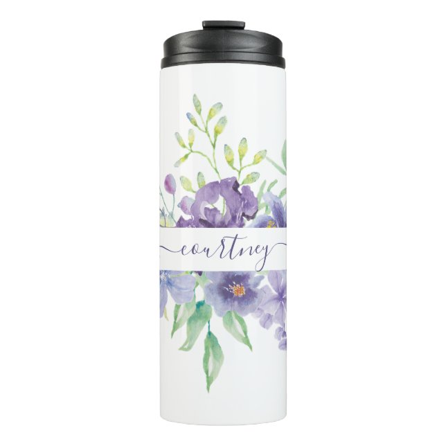 Termo Acuarela de Lilac floral personalizada (Anverso)