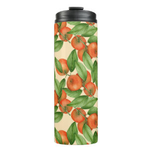 Termo Acuarela de mandarina, patrón de fruta sin costura