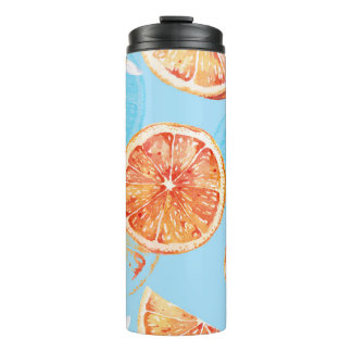 Termo Acuarela de mandarinas: tela azul de lujo