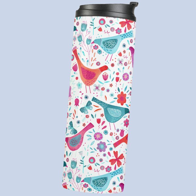 Termo Acuarela de pájaro moderna (Watercolor bird art thermal tumbler)