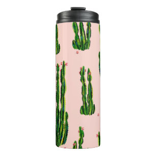 Termo acuarela de patrón sin fisuras de Cacti. Cactus e