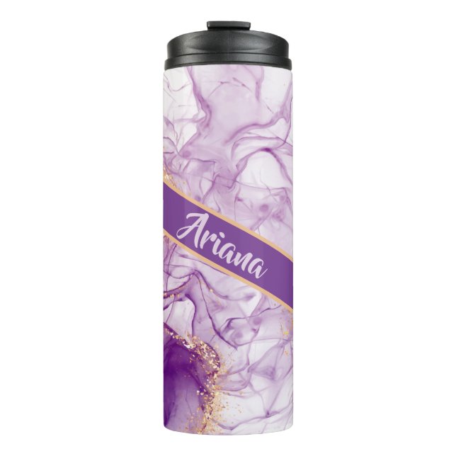 Termo Acuarela divertida fondo púrpura con Relieves meta (Anverso)