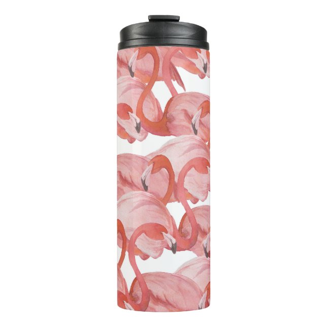 Termo Acuarela Flamingo: Patrón sin foco (Anverso)
