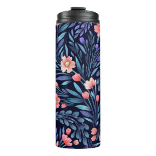 Termo acuarela floral, patrón ininterrumpido, diseño de