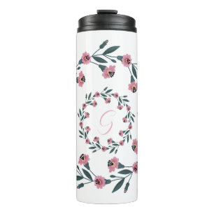 Termo Acuarela floral rosa Botánica