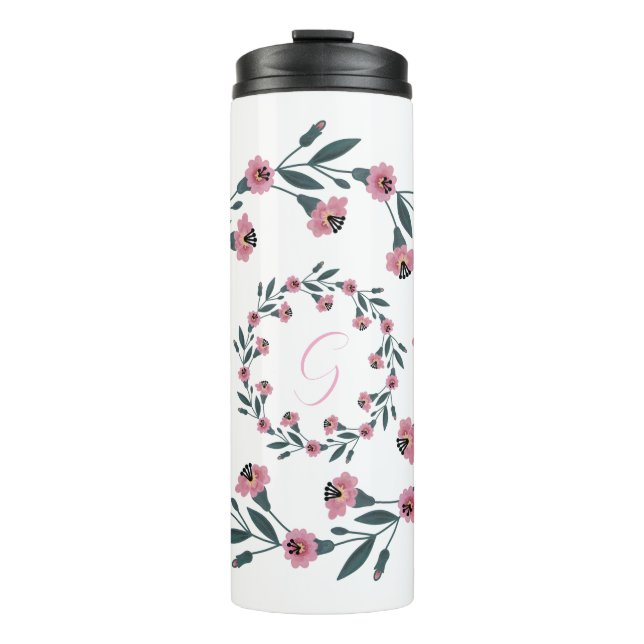 Termo Acuarela floral rosa Botánica (Anverso)