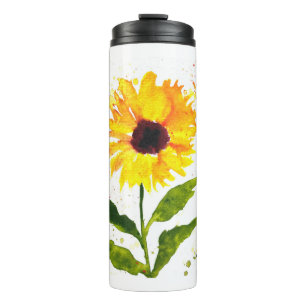 Termo Acuarela girasoles amarillos flores acuarela