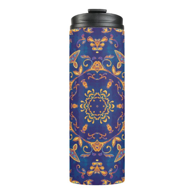 Termo Acuarela Kaleidoscope Mandala Oriental Design. (Anverso)