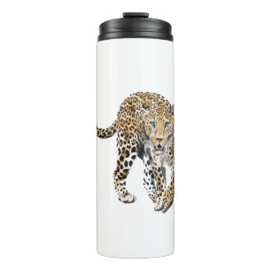 Termo acuarela leopardo gato de la selva animal pintado