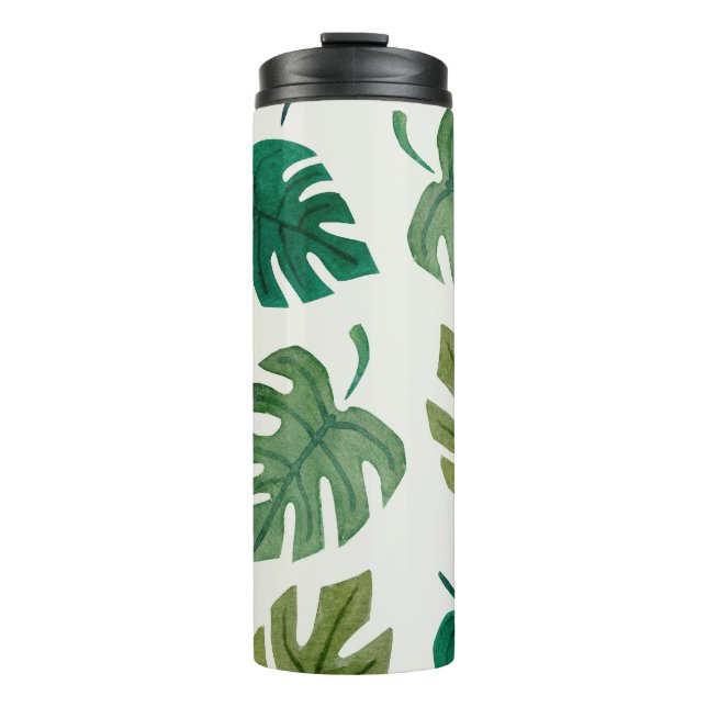 Termo Acuarela Monstera: Textura verde sin foco. (Anverso)