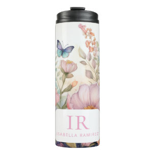 Termo Acuarela personalizada con nombre y monograma
