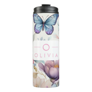 Termo Acuarela personalizada con nombre y monograma