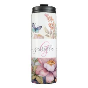 Termo Acuarela personalizada con nombre y monograma