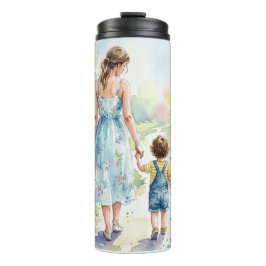 Termo Acuarela personalizada de madre e hijo