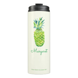 Termo Acuarela Piña Cuta Fruta Tropical Artística