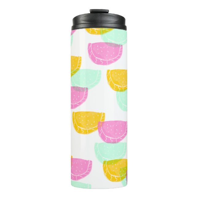 Termo Acuarela Sandía Rosa Verde Amarillo Patrón (Anverso)