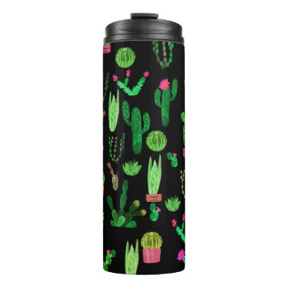 Termo Acuarela sin foco cactus patrón planta retrogro