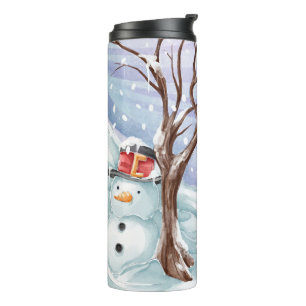 Termo Acuarela Snowman de vacaciones de invierno