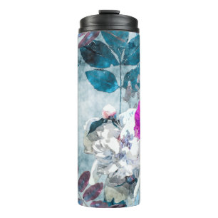 Termo acuarela vintage colorido floral inoxidable pa