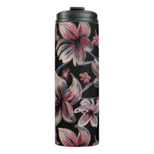 Termo Acuarelas Crimson Floral sobre negro