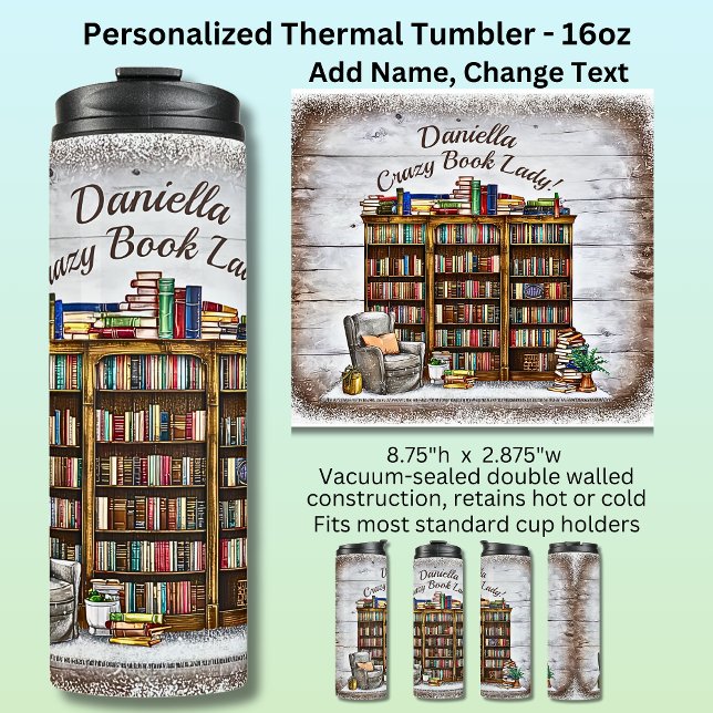 Termo Add Name, Crazy Book Lady, Bookshelf Chair  (Subido por el creador)