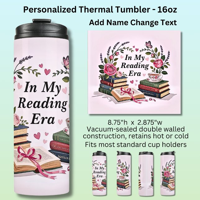 Termo Add Name Text In My Reading Era Pink Books Flowers (Subido por el creador)