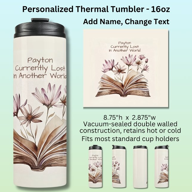 Termo Add Name, Watercolor Book & Flowers (Subido por el creador)