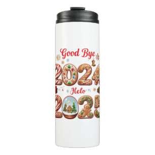 Termo Adiós 2024 Hola 2025 Feliz diseño de Año Nuevo