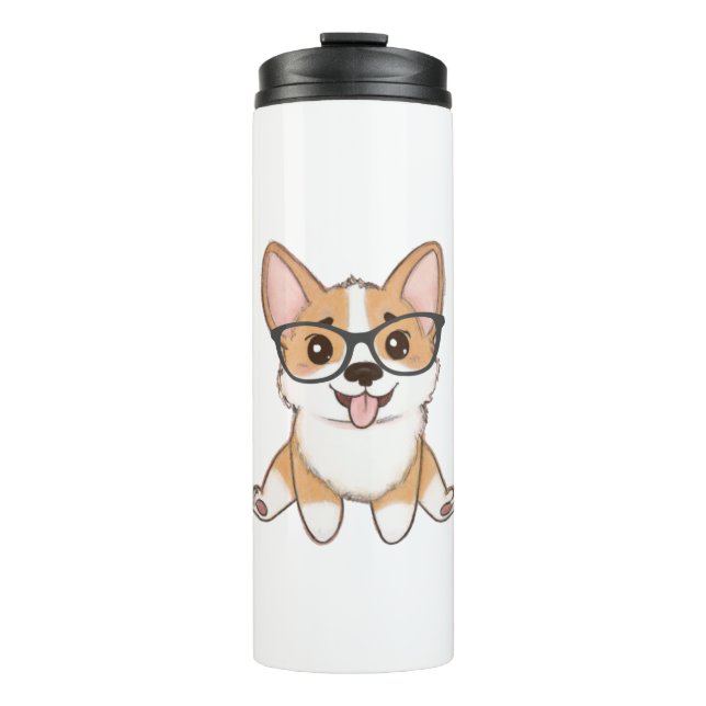 Termo Adorable Corgi Puppy With Glasses (Anverso)