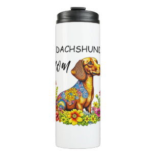 Termo Adorable Dachshund Mamá AI de Dibujos Animados