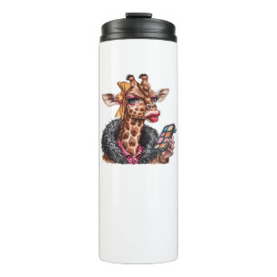 Termo Adorable Lady Giraffe Aplicando Maquillaje Con Ojo